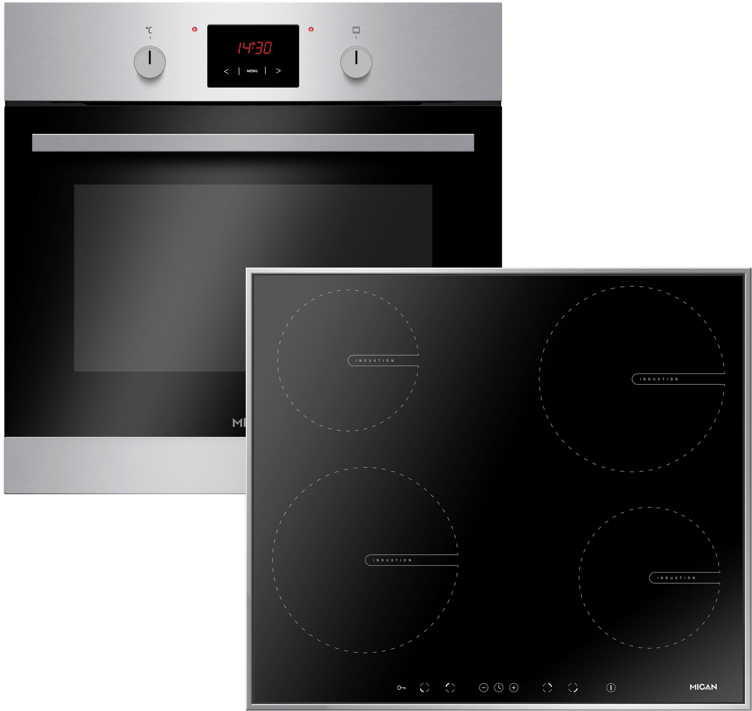 BACKOFENSET 50137  - Edelstahlfarben/Schwarz, Basics, Glas/Metall - Mican