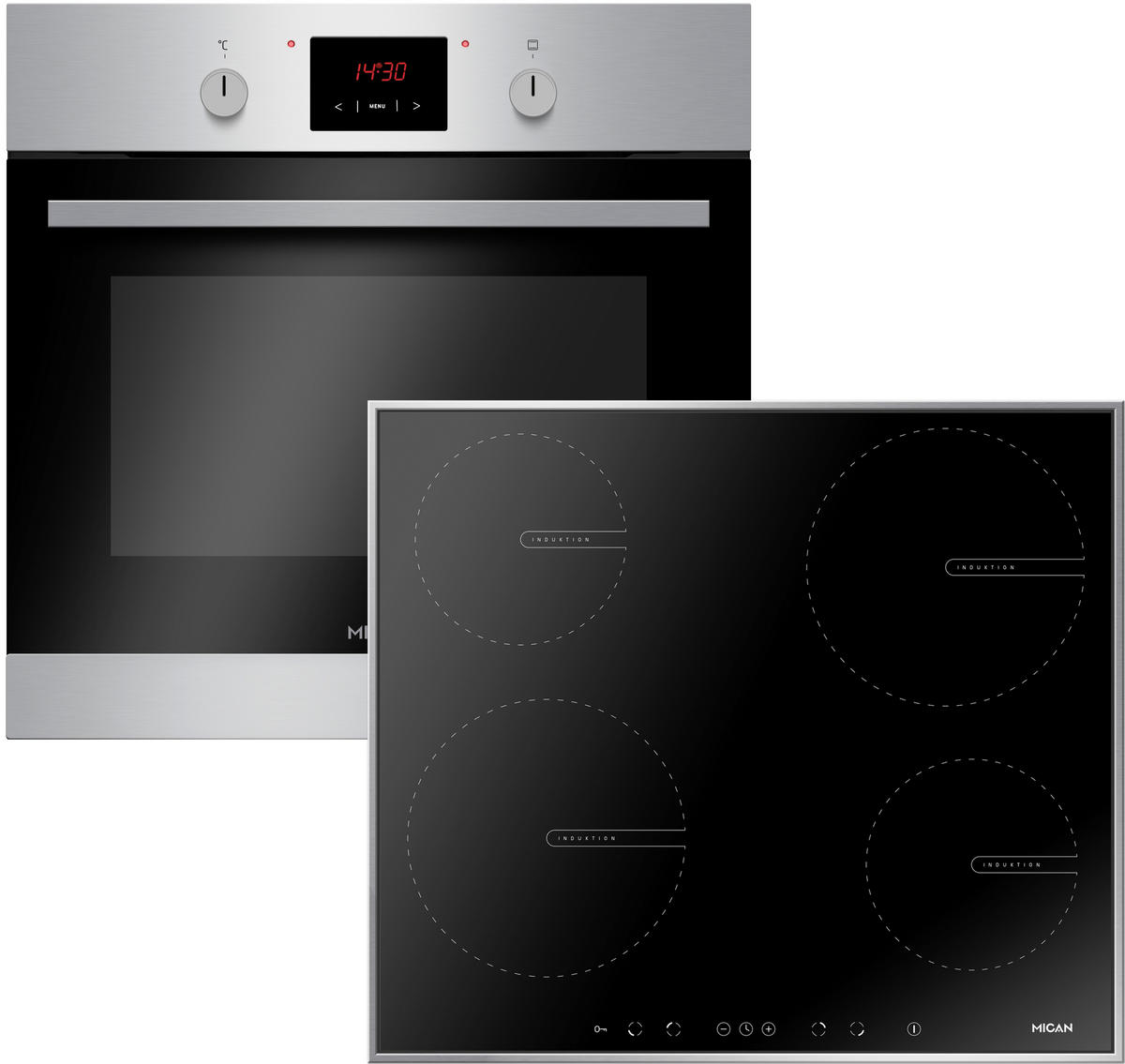 BACKOFENSET 50137  - Edelstahlfarben/Schwarz, Basics, Glas/Metall - Mican