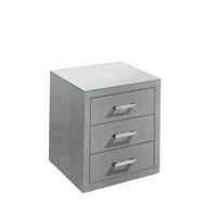 NACHTTISCH 52/57/46 cm  in Grau  - Alufarben/Schwarz, Basics, Glas/Holzwerkstoff (52/57/46cm) - Esposa