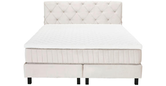BOXSPRINGBETT 180/200 cm,  in Beige, Matratze, Topper, H3 = fest  - Beige/Schwarz, Design, Textil/Metall (180/200cm) - Esposa