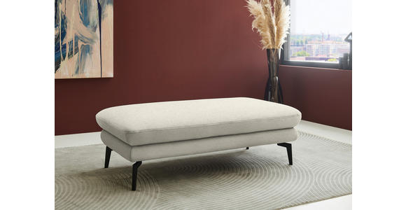 ECKSOFA  in Chenille, Flachgewebe Naturfarben Rücken echt  284/180 cm  - Schwarz/Naturfarben, Design, Textil/Metall (284/180cm) - Dieter Knoll