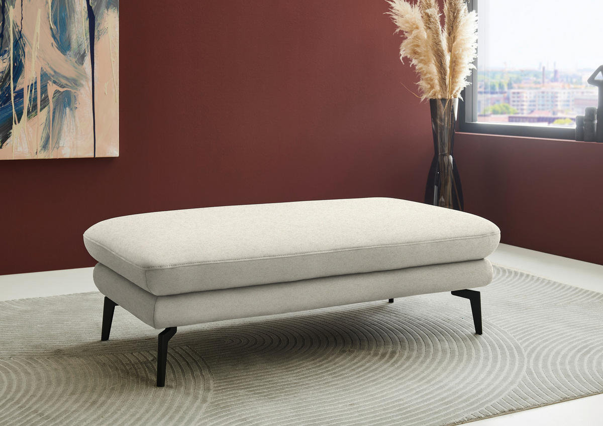 ECKSOFA  in Chenille, Flachgewebe Naturfarben  284/180 cm  - Schwarz/Naturfarben, Design, Textil/Metall (284/180cm) - Dieter Knoll