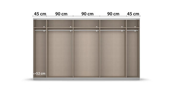 SCHWEBETÜRENSCHRANK 360/210/62 cm 3-türig  - Weiß, KONVENTIONELL, Holzwerkstoff/Metall (360/210/62cm) - Xora