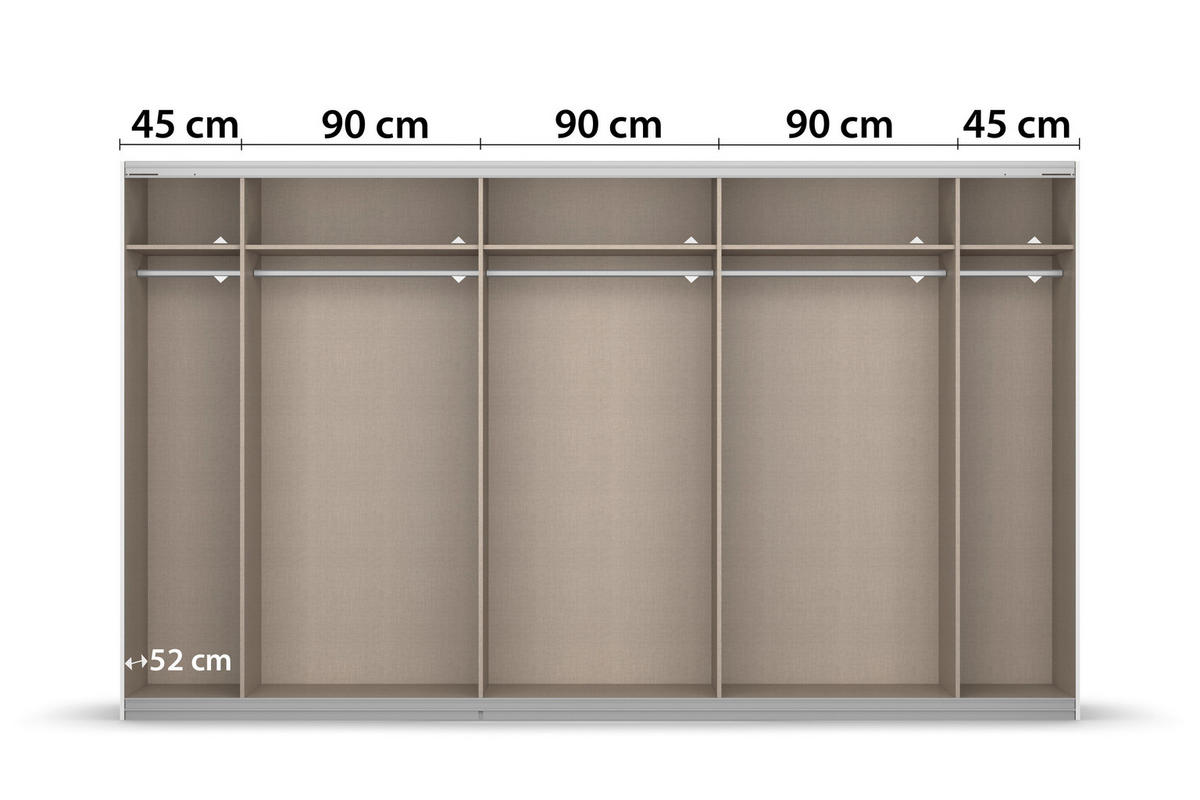 SCHWEBETÜRENSCHRANK 360/210/62 cm 3-türig Weiß  - Weiß, KONVENTIONELL, Holzwerkstoff/Metall (360/210/62cm) - Xora