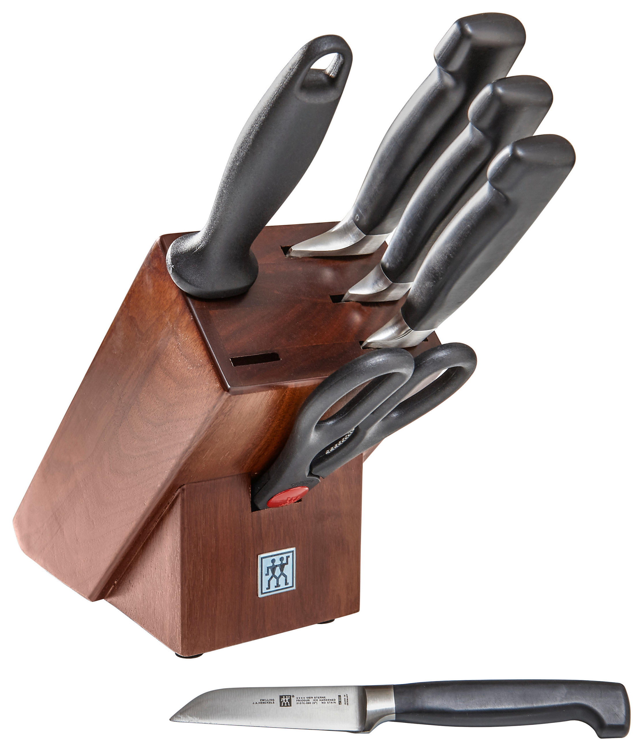 MESSERBLOCK Vier Sterne Edelstahl 7-teilig - Walnussfarben, Basics, Holz/Metall - Zwilling