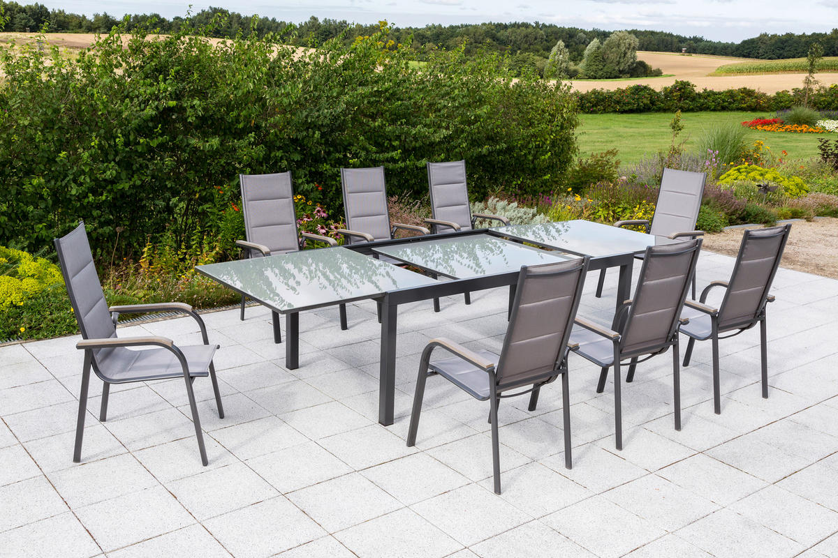 GARTENSET Aluminium  - Graphitfarben/Braun, MODERN, Textil/Metall - Gardenson