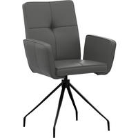 ARMLEHNSTUHL  in Stahl Echtleder pigmentiert  - Dunkelgrau/Schwarz, Design, Leder/Metall (65/91/58cm) - Moderano