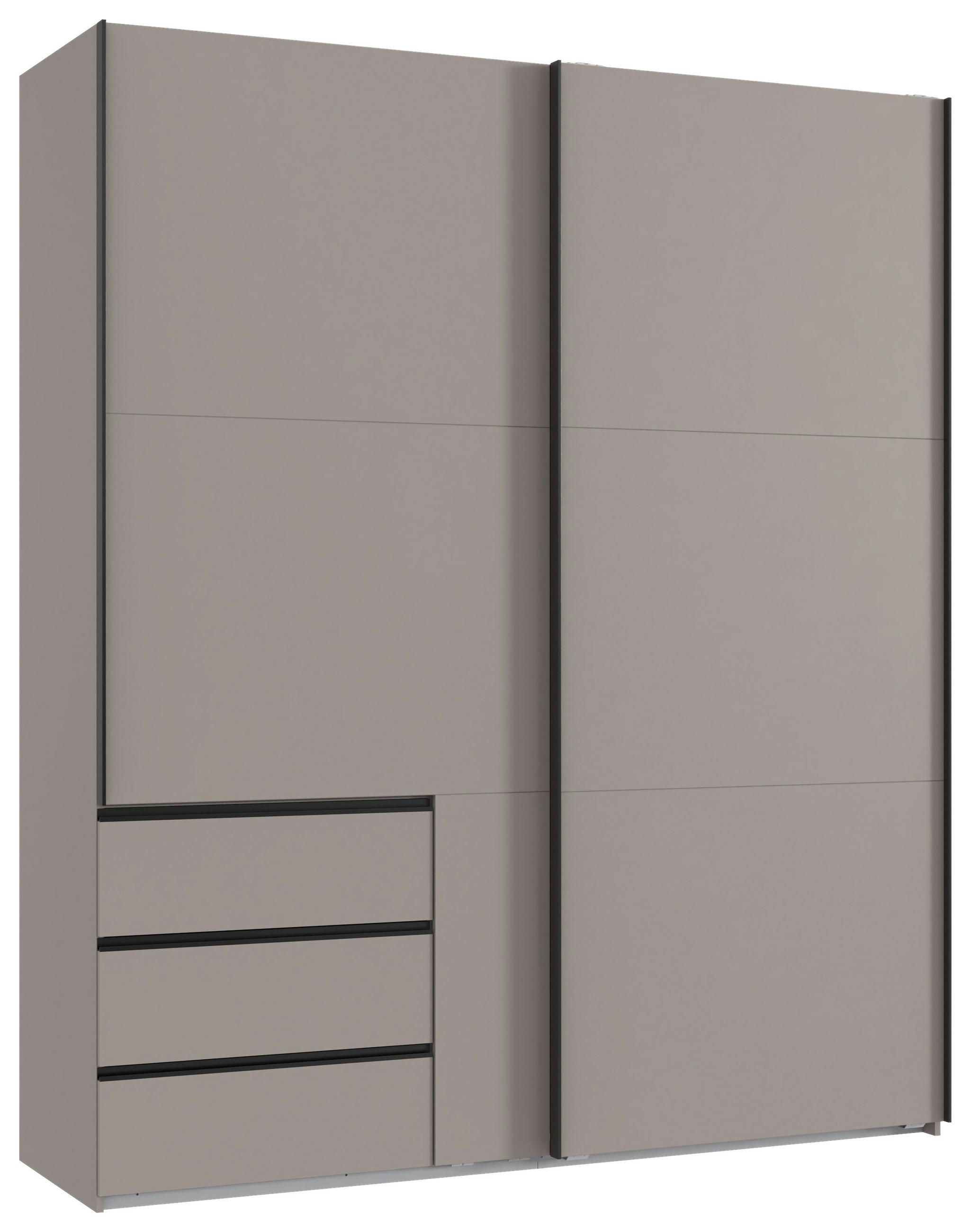 GARDEROB MED SKJUTDÖRRAR 200/236/65 cm 2-dörrar - sahara/svart, Klassisk, metall/trämaterial (200/236/65cm) - Hom`in