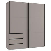 GARDEROB MED SKJUTDÖRRAR 200/236/65 cm 2-dörrar - sahara/svart, Klassisk, metall/trämaterial (200/236/65cm) - Hom`in