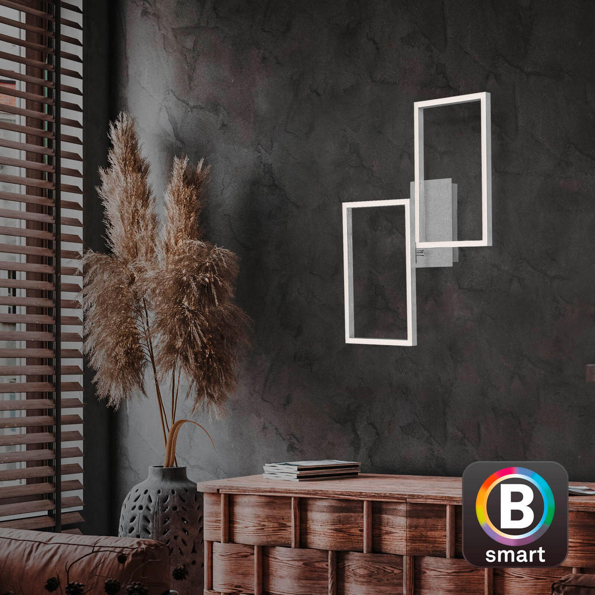 LED MENNYEZETI LÁMPA - alumíniumszínű, Basics, műanyag/fém (50/38,8/7,8cm)