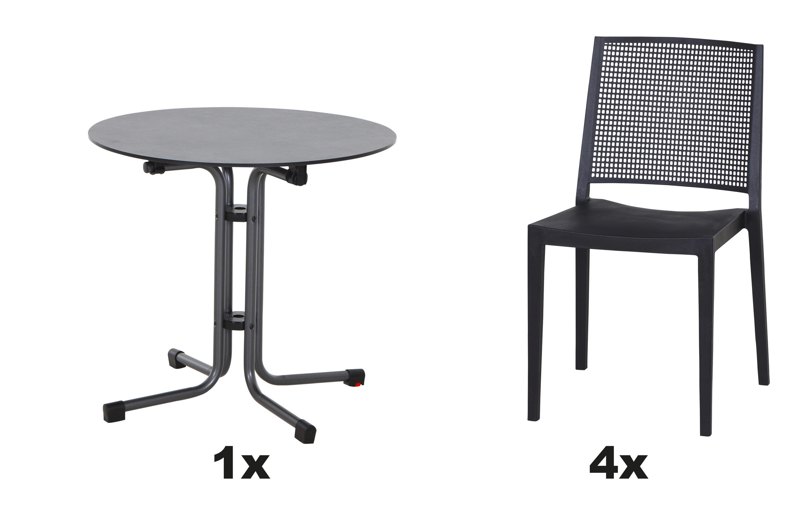 GARTENGARNITUR 5-teilig Stahl  - Anthrazit, Basics, Kunststoff/Metall (80/80/80cm) - Siena Garden