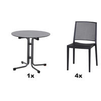 GARTENGARNITUR 5-teilig Stahl  - Anthrazit, Basics, Kunststoff/Metall (80/80/80cm) - Siena Garden