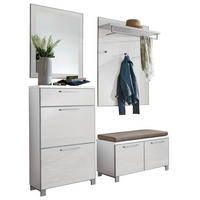 GARDEROBE 5-teilig  in 155/195/40 cm  - Weiss, Design, Glas/Holzwerkstoff (155/195/40cm)
