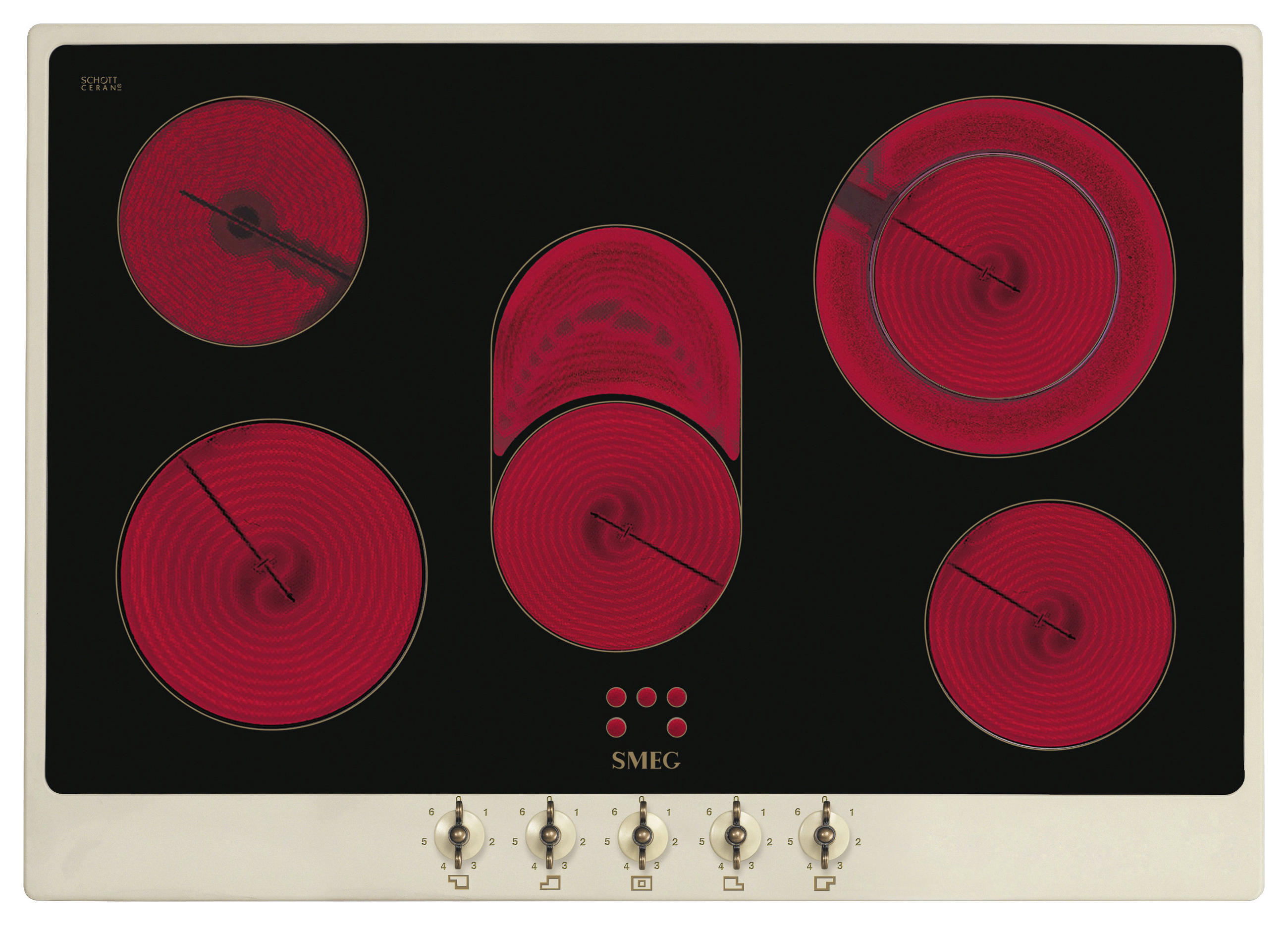 GLASKERAMIKKOCHFELD P875PO  - Creme/Schwarz, Basics, Glas/Metall (71,8/47/51cm) - SMEG