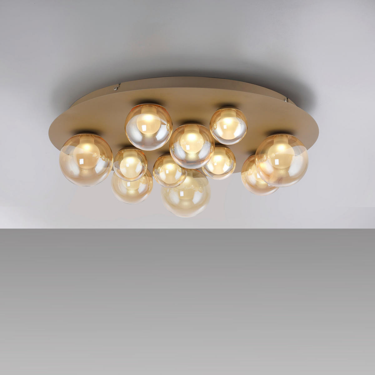LED-DECKENLEUCHTE 60/60/17 cm  - Bronzefarben, Design, Glas/Kunststoff (60/60/17cm) - Neuhaus PURE