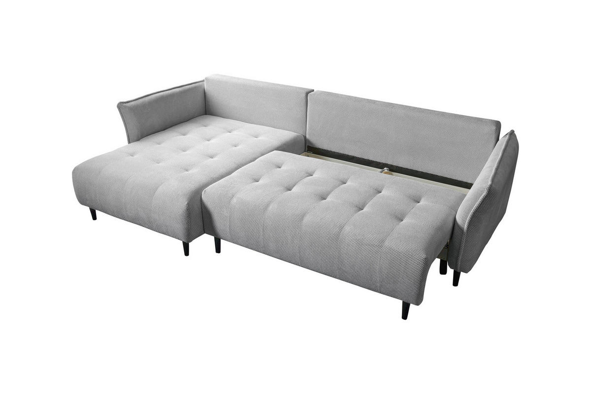 ECKSOFA MONTE CARLO Hellgrau Struktur, Plüsch  - Hellgrau/Schwarz, Trend, Textil (160/290cm) - MID.YOU