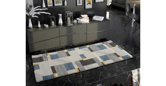 LÄUFER 80/250 cm Palazzo Bloc Blau, Gelb, Grau  - Blau/Gelb, LIFESTYLE, Textil (80/250cm) - Novel