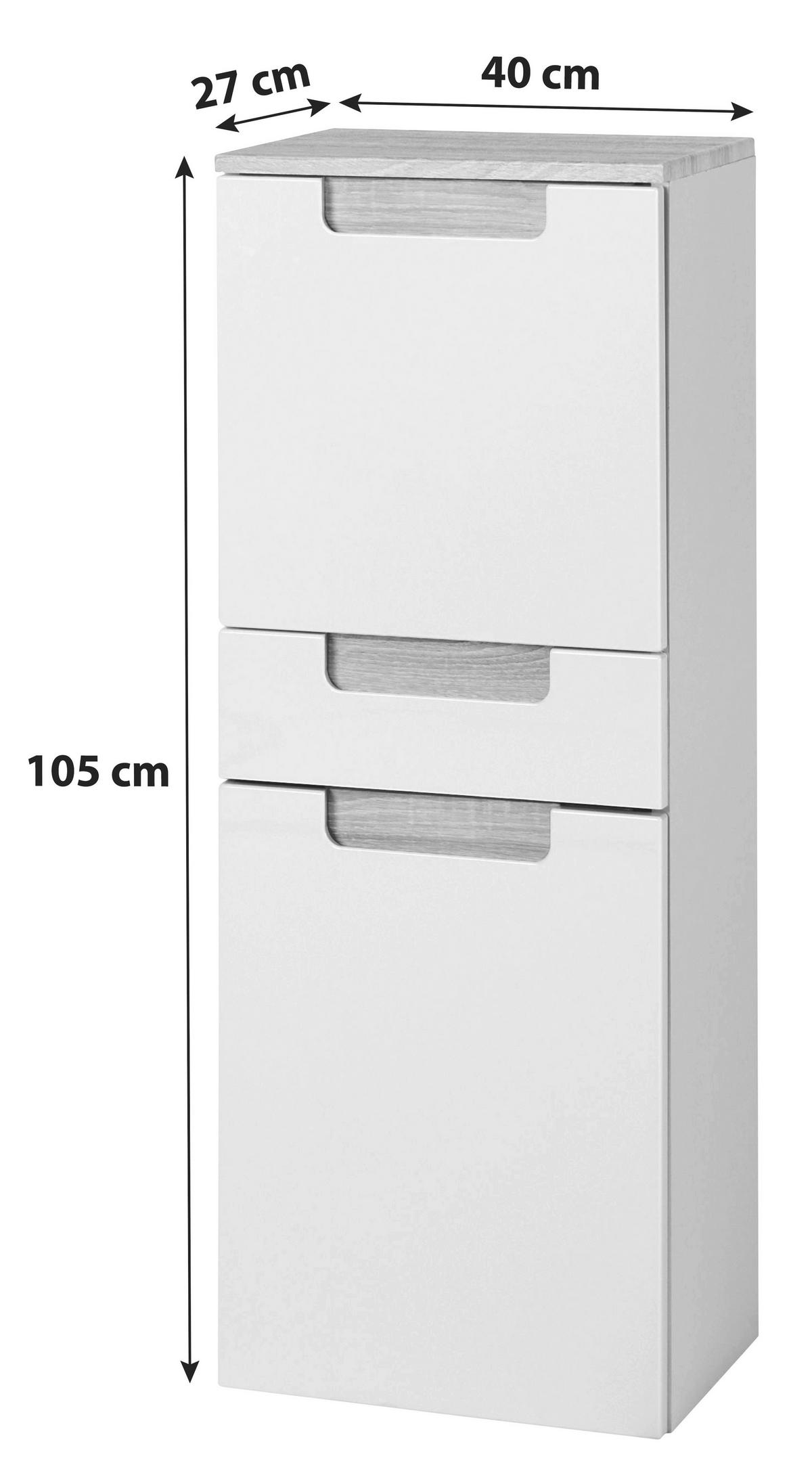 UNTERSCHRANK 40/105/27 cm   - Anthrazit/Weiß, MODERN, Holzwerkstoff (40/105/27cm) - Held