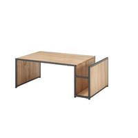 COUCHTISCH Eiche massiv 110/60/40 cm rechteckig Schwarz, Eichefarben  - Eichefarben/Schwarz, KONVENTIONELL, Holz/Metall (110/60/40cm) - MID.YOU