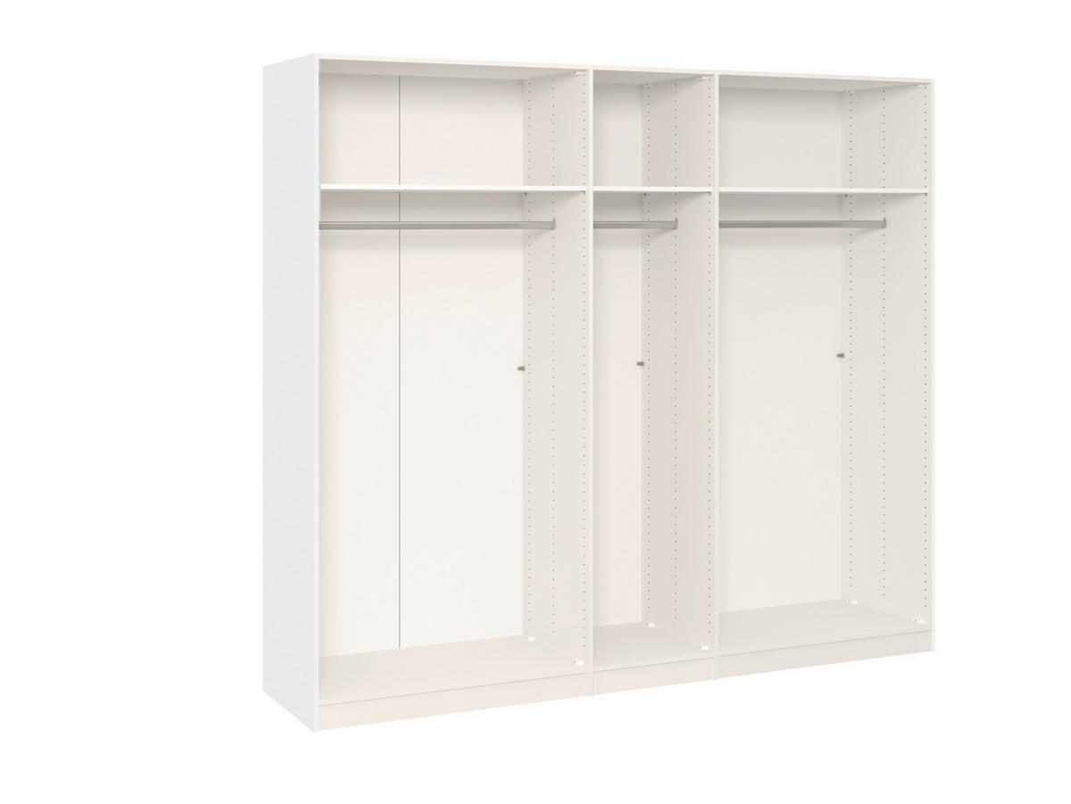 DREHTÜRENSCHRANK  in Weiß  - Chromfarben/Weiß, Design, Glas/Holzwerkstoff (253/215/59cm) - Carryhome