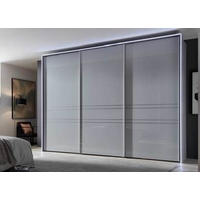 ORMAR - VISEĆA KLIZNA VRATA svetlosiva  298/240/68 cm  - boja aluminijuma/svetlosiva, Dizajnerski, staklo/metal (298/240/68cm) - Moderano