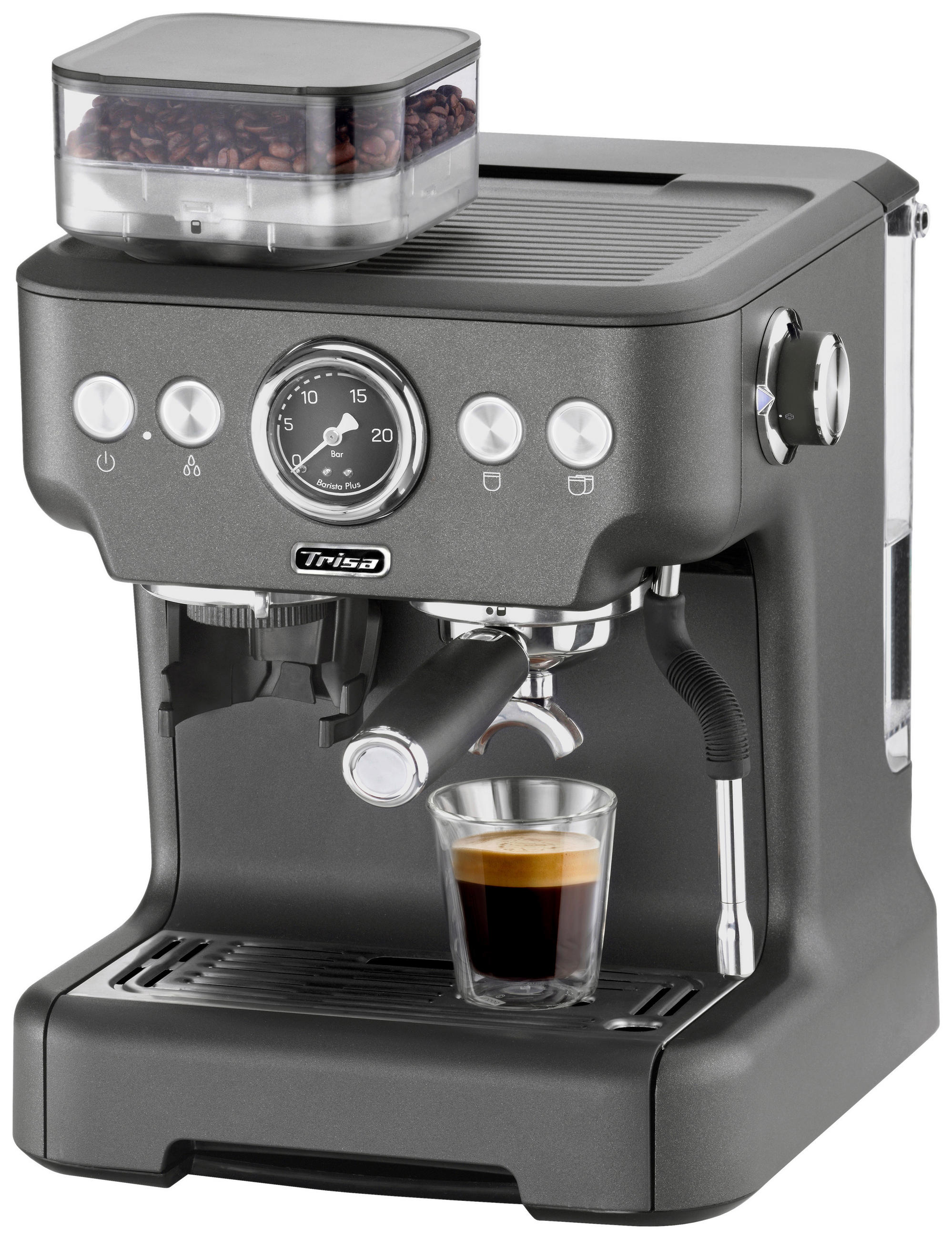 ESPRESSOMASCHINE  - Akaziefarben, Basics, Metall (32,5/41/28cm) - Trisa Electronics