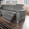 ECKSOFA in Echtleder Dunkelgrau  - Dunkelgrau/Alufarben, Design, Leder/Metall (242/271cm) - Cantus