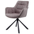 ARMLEHNSTUHL  Stoffauswahl, Typenauswahl, Sitzfläche 360° drehbar Struktur  - Taupe/Schwarz, Design, Textil/Metall (62/83,5/63cm) - Hom`in