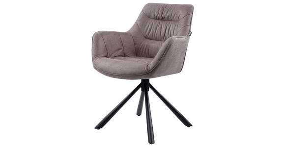 ARMLEHNSTUHL  Stoffauswahl, Typenauswahl, Sitzfläche 360° drehbar Struktur  - Taupe/Schwarz, Design, Textil/Metall (62/83,5/63cm) - Hom`in