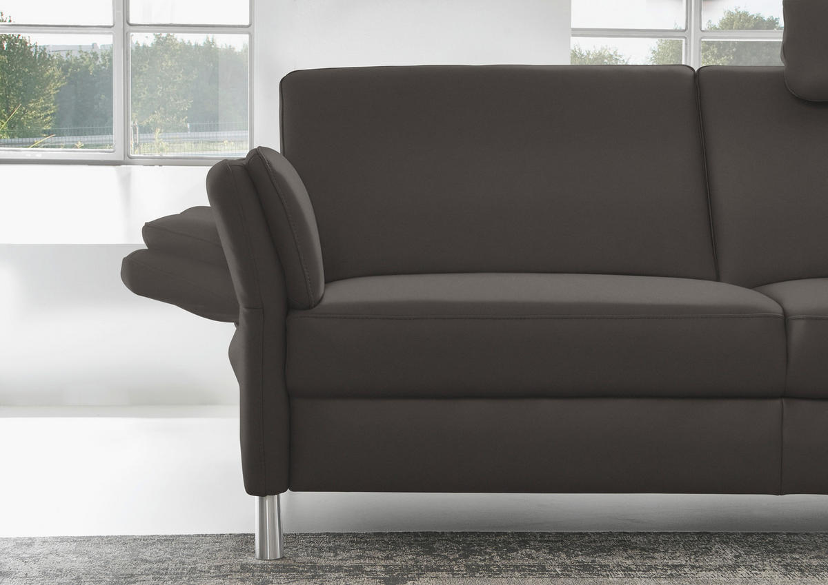 2,5-SITZER in Echtleder Mokka  - Alufarben/Mokka, Design, Leder/Metall (164cm) - Dieter Knoll