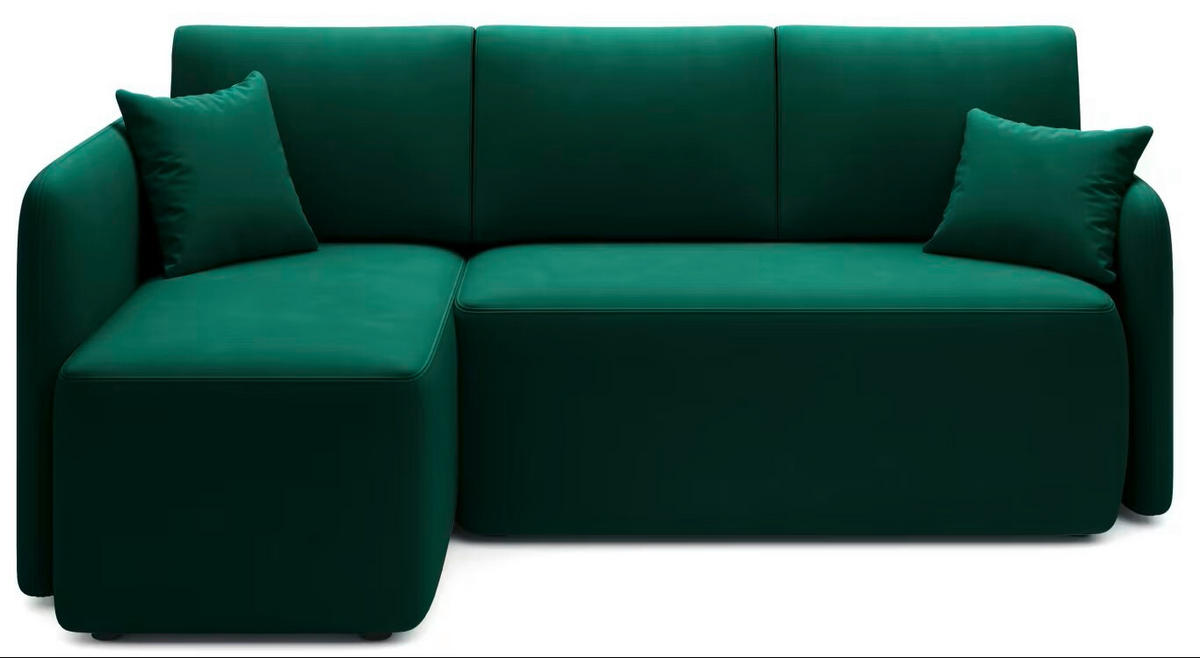 ECKSOFA in Plüsch Grün  150/206 cm  - Schwarz/Grün, Design, Kunststoff/Textil (150/206cm) - MID.YOU