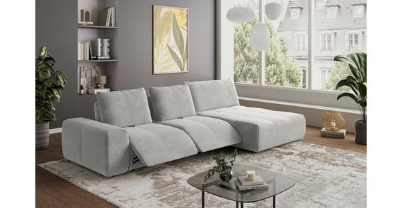 ECKSOFA in Velours Greige  - Greige/Schwarz, Design, Kunststoff/Textil (342/174cm) - Xora