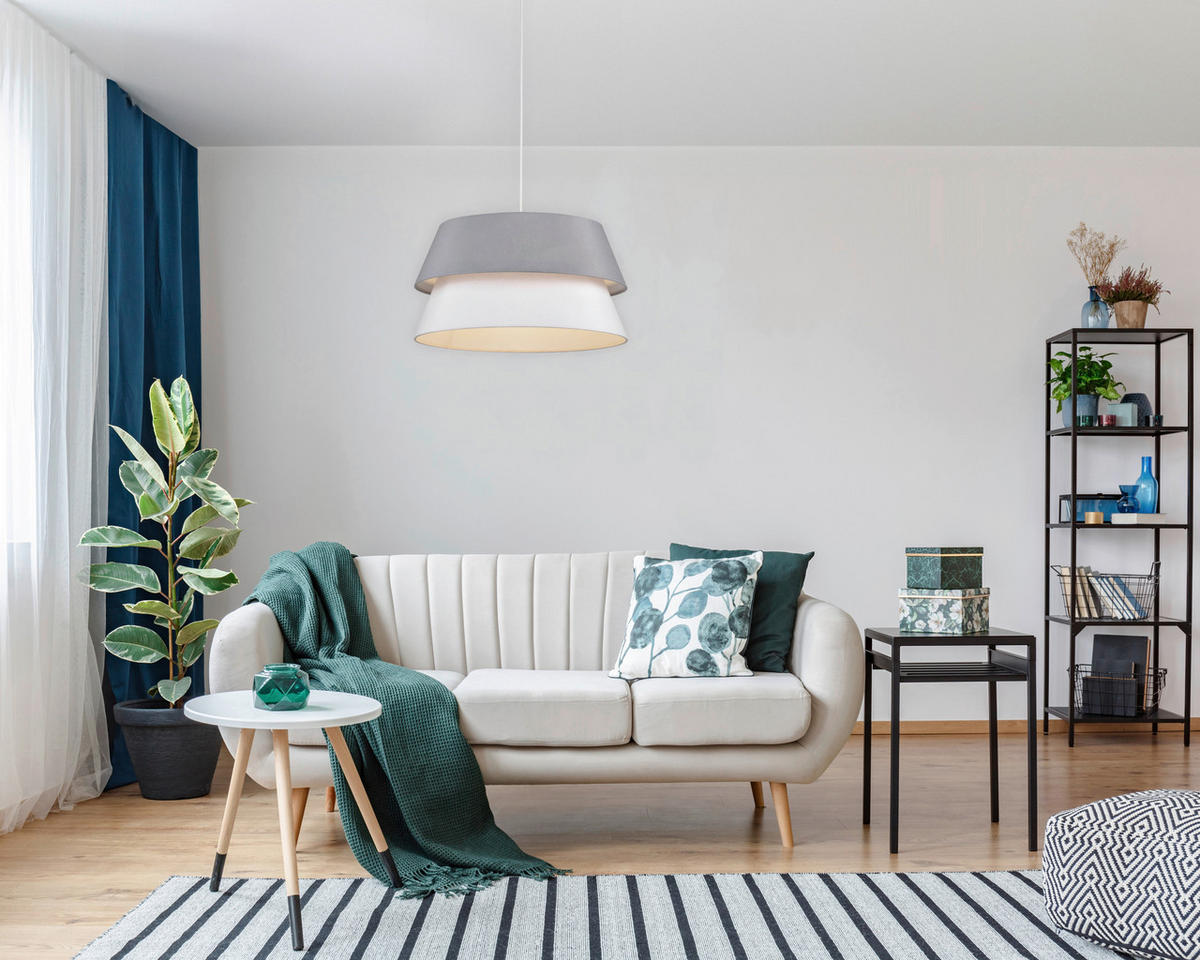 HÄNGELEUCHTE 45/120 cm  - Weiß/Grau, Trend, Kunststoff/Textil (45/120cm) - Collett's Monde
