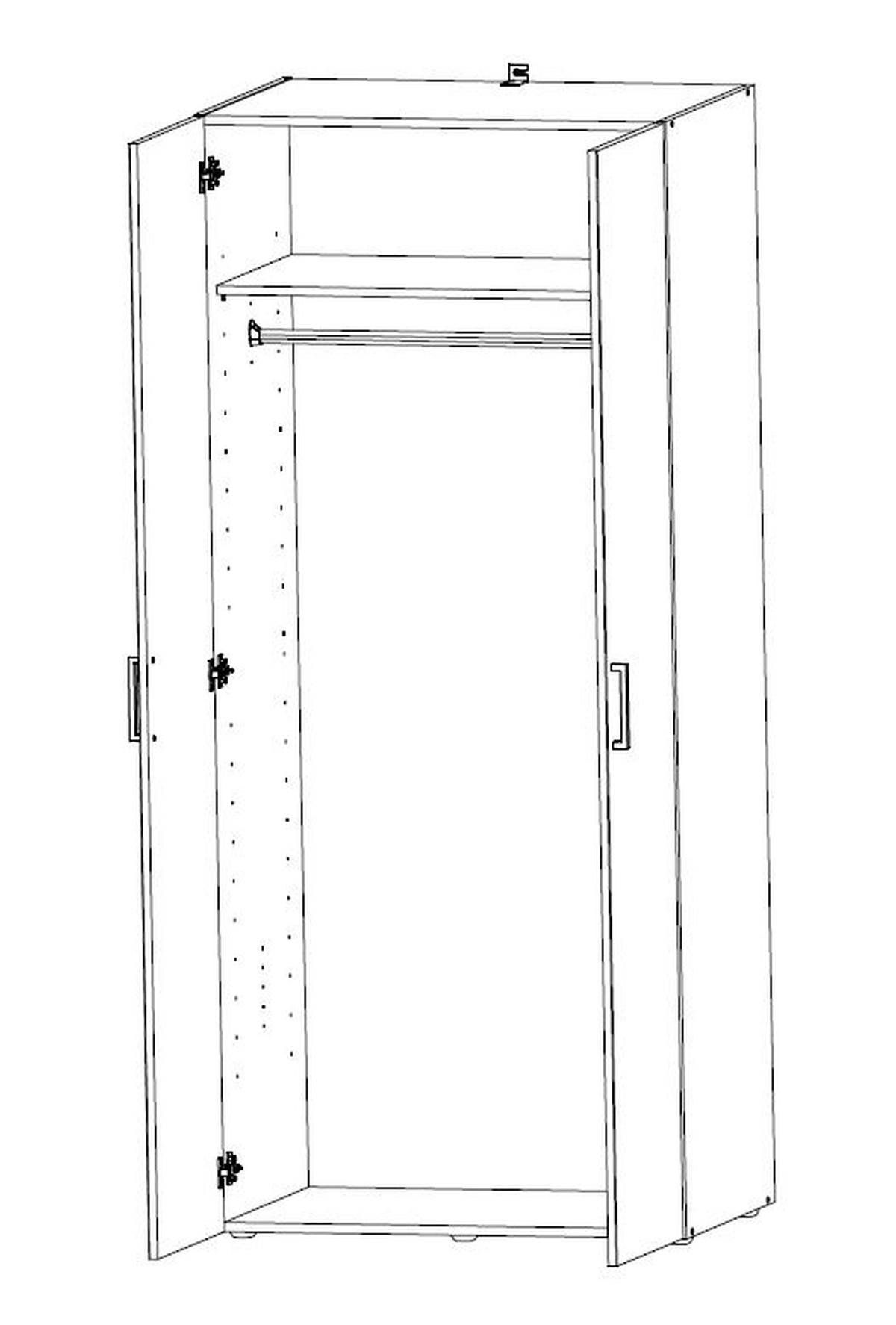 MEHRZWECKSCHRANK 80/185/54 cm  - Alufarben/Weiß, KONVENTIONELL, Holzwerkstoff/Kunststoff (80/185/54cm) - Xora