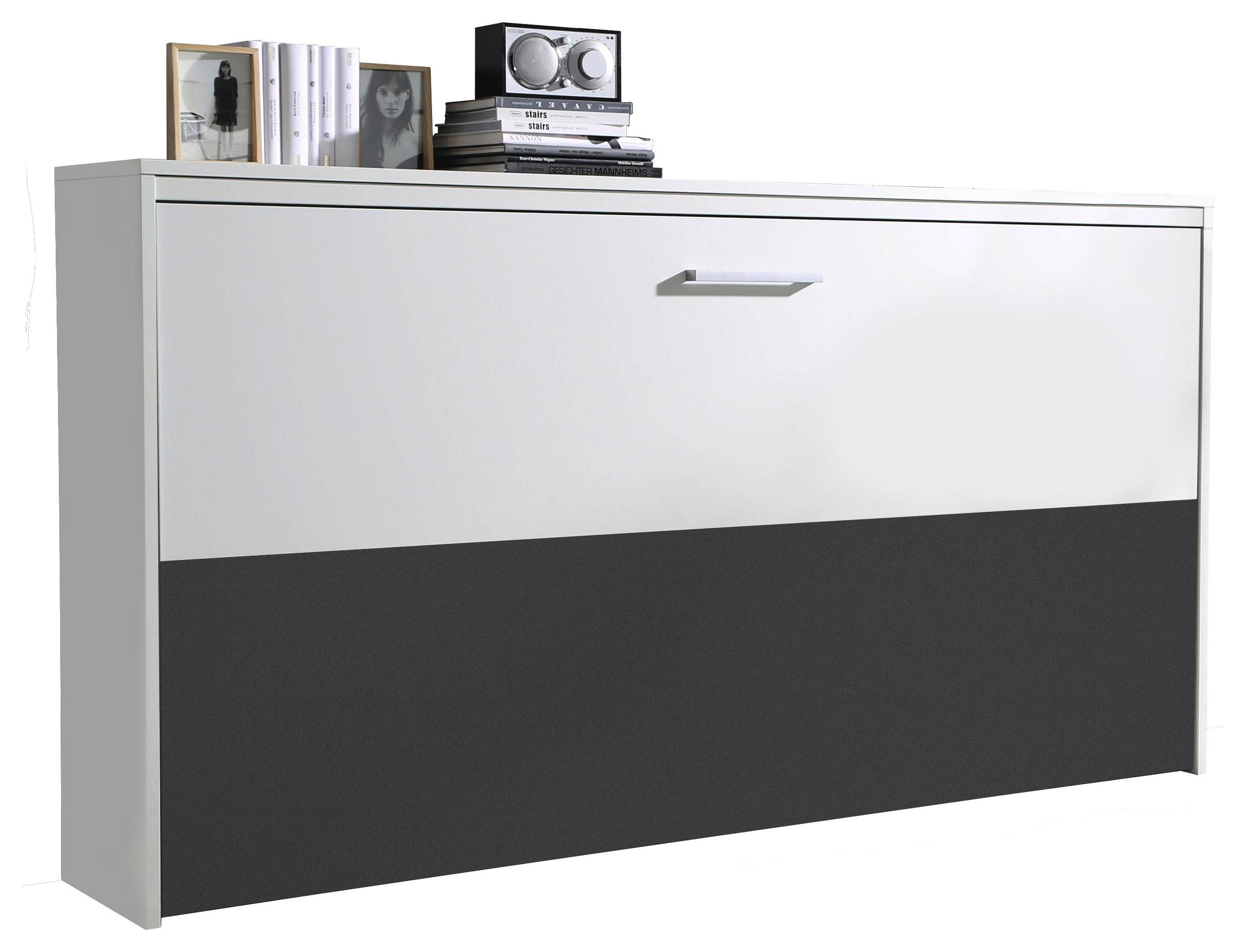 Klappbett in Holzwerkstoff Grau, Weiß