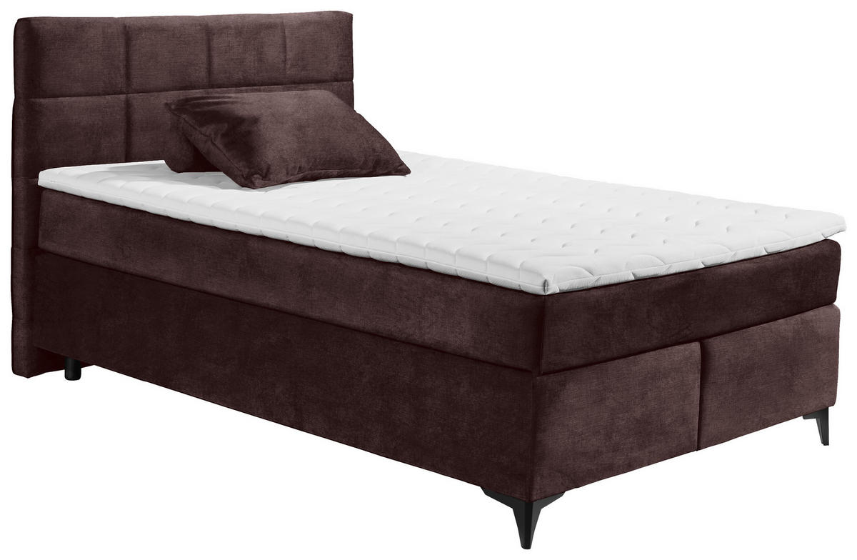 BOXSPRINGBETT 140/200 cm  in Aubergine  - Aubergine/Schwarz, Design, Holzwerkstoff/Kunststoff (140/200cm) - Xora
