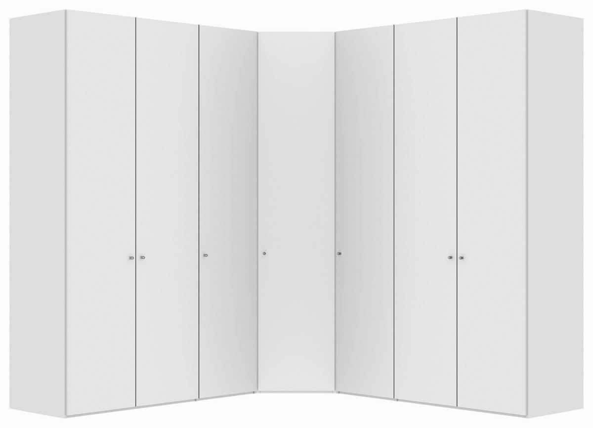 ECKSCHRANK 250/250/236/58,5 cm  - Silberfarben/Weiß, Design, Holzwerkstoff/Metall (250/250/236/58,5cm) - Jutzler