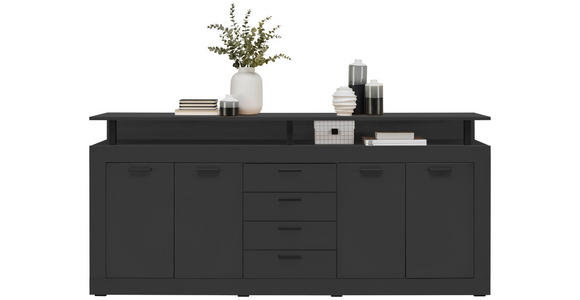 SIDEBOARD 195/88/38 cm  - Anthrazit/Schwarz, Basics, Holzwerkstoff/Kunststoff (195/88/38cm) - Xora