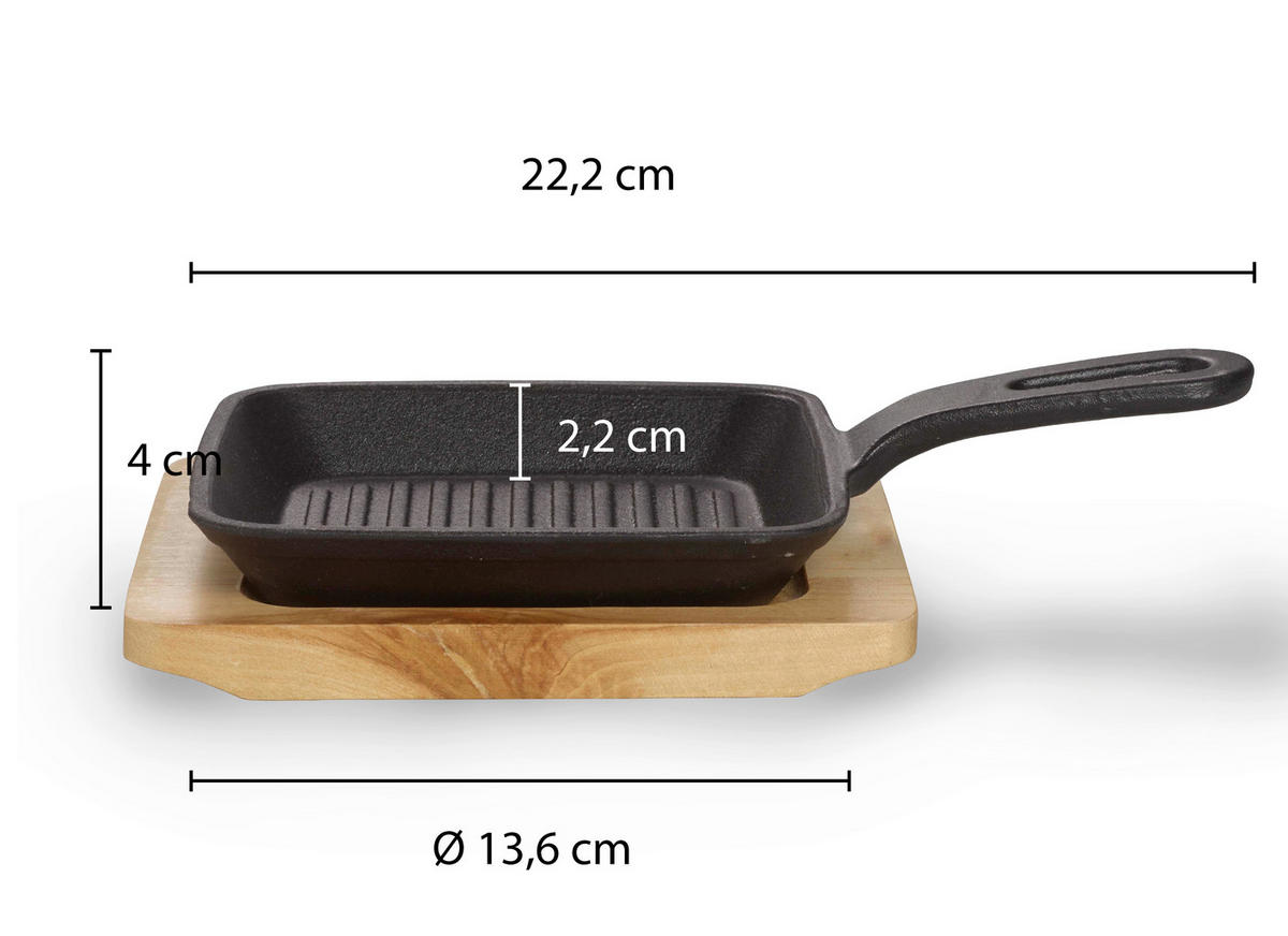 SERVIERPFANNE Emaille  - Schwarz, Basics, Metall (22,2/13,6/2,2cm) - Echtwerk