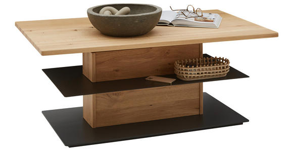 COUCHTISCH in Holz, Metall 120/70/47,6-66,9 cm - Wildeiche/Schwarz, Natur, Holz/Metall (120/70/47,6-66,9cm) - Valnatura