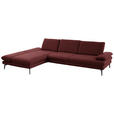ECKSOFA in Echtleder Brombeere  195/308 cm  - Brombeere/Schwarz, Design, Leder/Metall (195/308cm) - Dieter Knoll