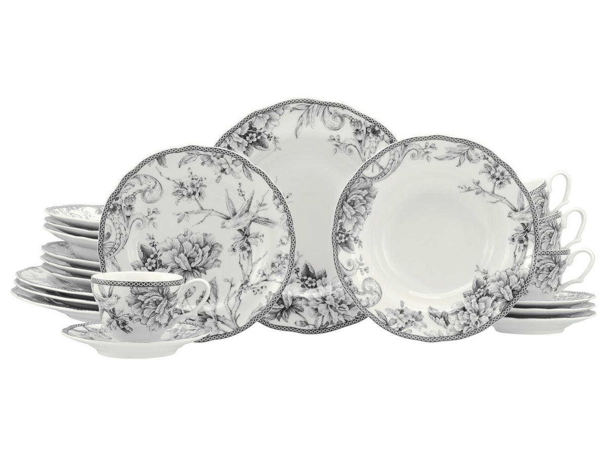 KOMPLETT SERVIS Adelaide Grau 20 delar  - vit/grå, Basics, keramik - Creatable