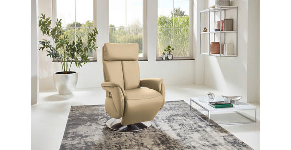 RELAXSESSEL in Leder Beige  - Edelstahlfarben/Beige, KONVENTIONELL, Leder/Metall (78/113/81cm) - Cantus