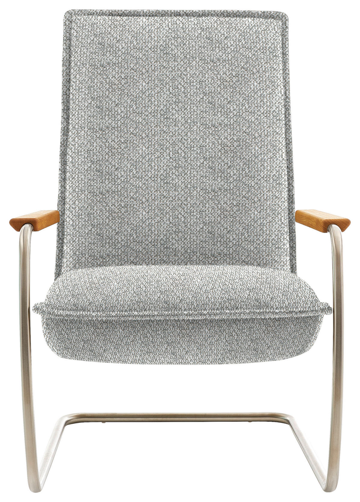 SESSEL in Flachgewebe Hellgrau  - Edelstahlfarben/Eichefarben, Design, Holz/Textil (76/105/87cm) - Koinor