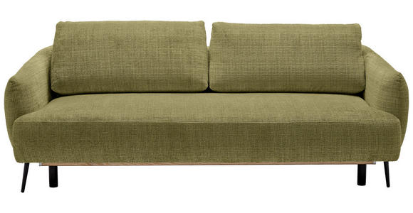SCHLAFSOFA  mit Stoffauswahl, Liegefunktion, Schlafen auf Sitzhöhe, Rücken echt Chenille Olivgrün  - Schwarz/Olivgrün, KONVENTIONELL, Textil/Metall (228/75/98cm) - Carryhome