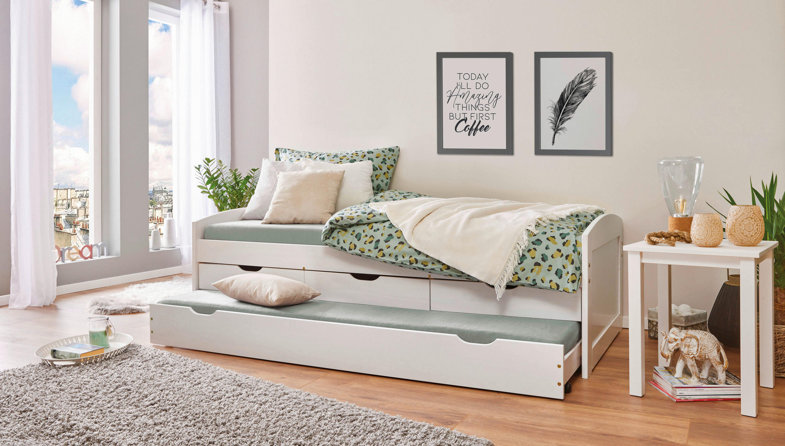 AUSZIEHBETT 90/190 cm  in Weiß  - Braun/Naturfarben, MODERN, Holz/Holzwerkstoff (90/190cm) - MID.YOU