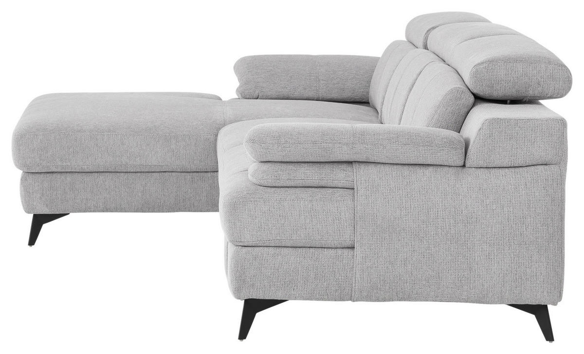 ECKSOFA in Chenille Silberfarben  - Silberfarben/Schwarz, Design, Textil/Metall (291/80-98/178cm) - Livetastic