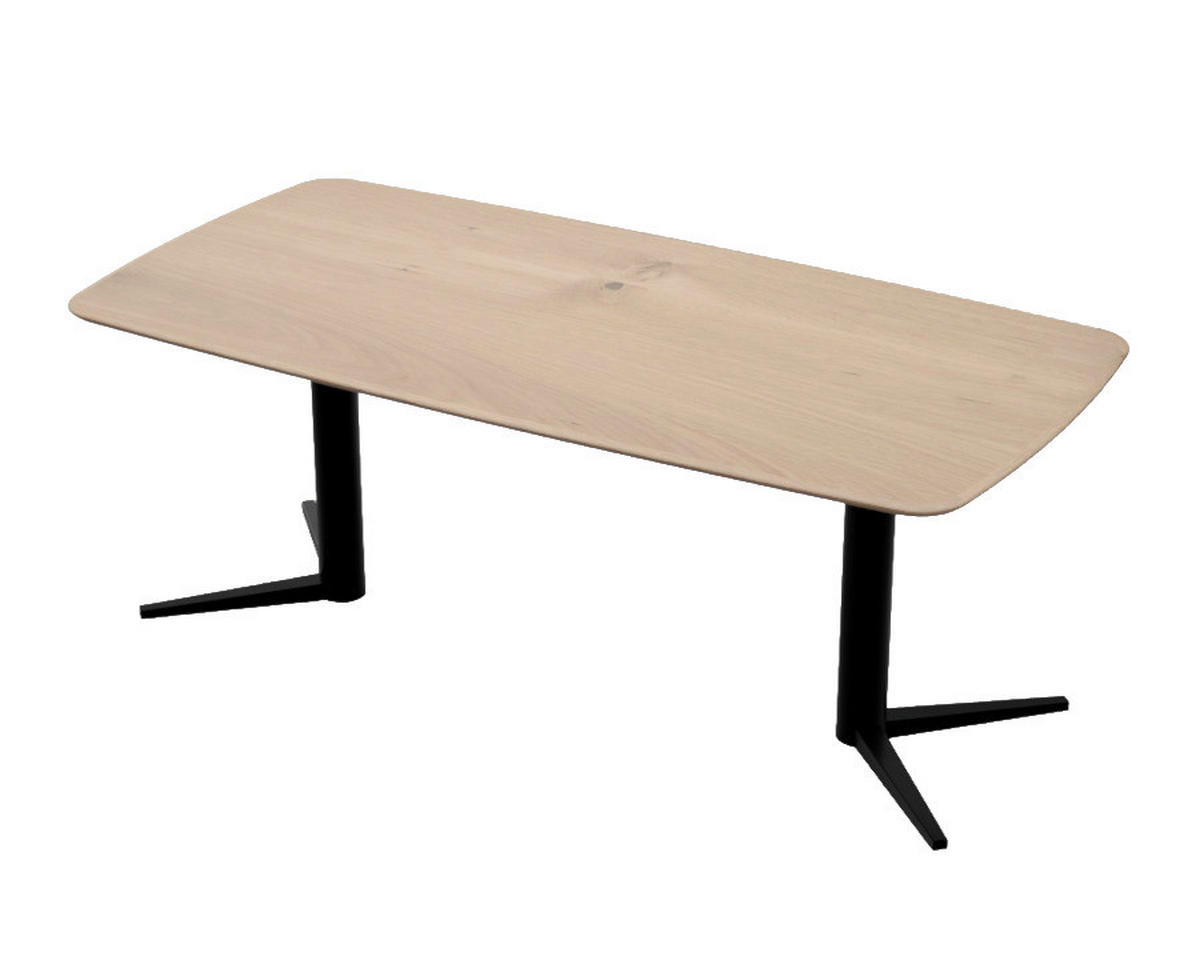 ESSTISCH 220/100/76 cm Echtholz  Holz, Metall in verschiedenen Größen erhältlich, in verschiedenen Holzarten erhältlich, Variantenauswahl Eichefarben  - Eichefarben/Schwarz, Design, Holz/Metall (220/100/76cm) - Johann Jakob