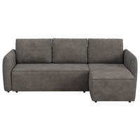 ECKSOFA Chenille Grau  - Schwarz/Grau, Trend, Kunststoff/Textil (239/170cm) - MID.YOU