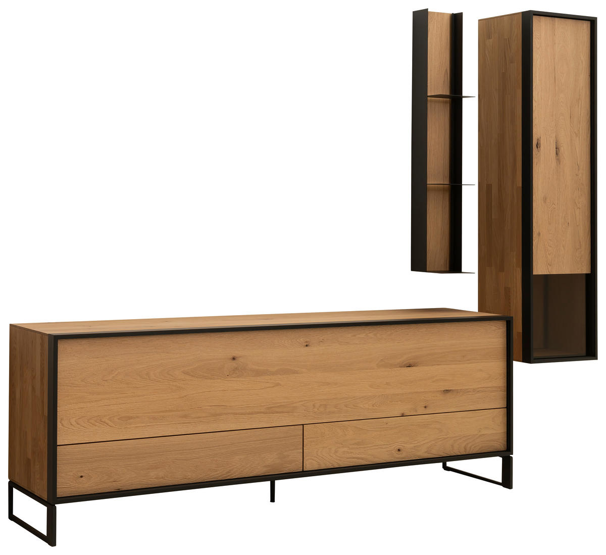 WOHNWAND  in Eichefarben  255/207/45 cm  - Eichefarben/Anthrazit, Design, Glas/Holz (255/207/45cm) - Schöner Wohnen